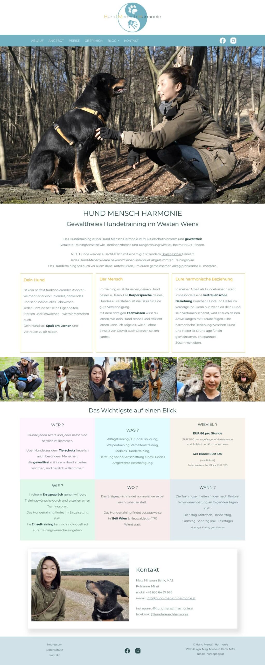 Website gewaltfreies Hundetraining Wien hund-mensch-harmonie.at