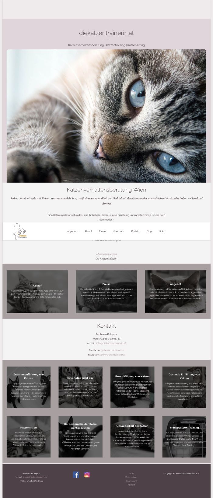 Website Katzenverhaltensberatung Wien diekatzentrainerin.at
