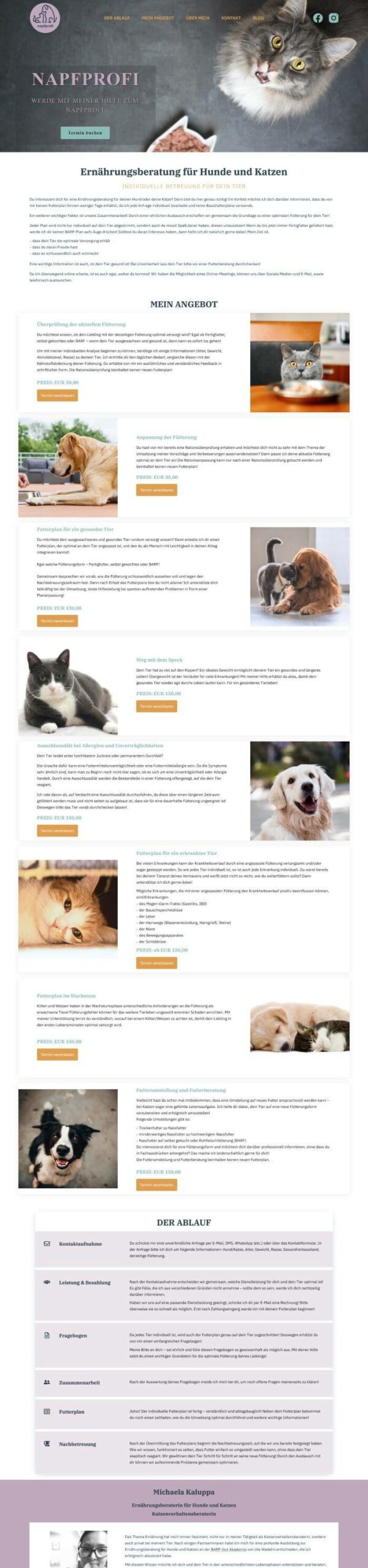 Website Ernährungsberatung Hunde und Katzen Wien napfprofi.at